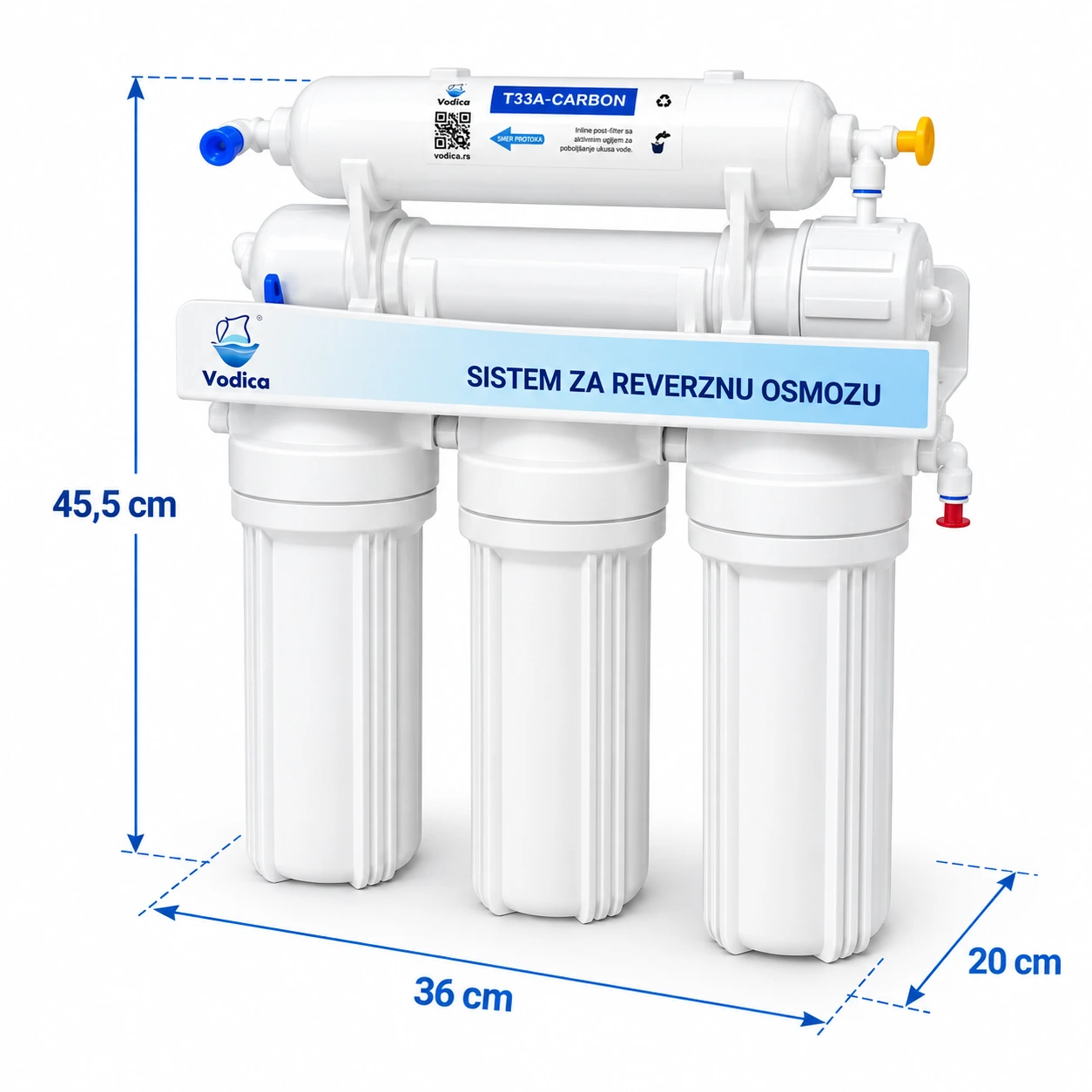 Dimenzije Vodica RO75 sistema standard za reverznu osmozu