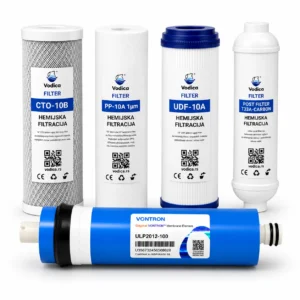 Komplet Protect RO100 za sistem reverzne osmoze – PP 1 µm, UDF, CTO, Post filter i RO100 membrana Vodica