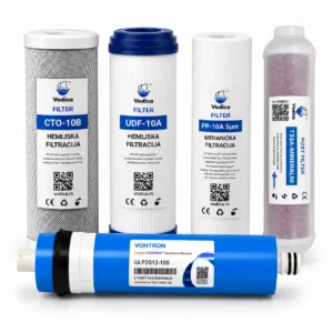 Veliki servis RO100 mineral za sistem reverzne osmoze – Komplet PP 5 µm, UDF, CTO, Post filter i RO100 membrana Vodica