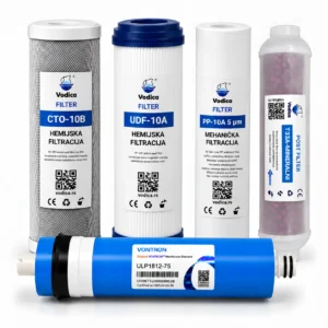 Veliki servis RO75 mineral za sistem reverzne osmoze – Komplet PP 5 µm, UDF, CTO, Post filter i RO75 membrana Vodica